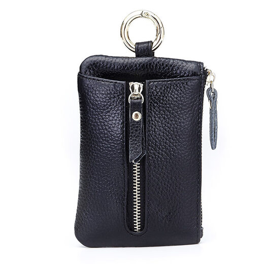 Qiger Neue Kapazität Schlüsselbeutel Damen echte Kuhlattenwagen Schlüsselkette Herren Mini kleiner Kartenbeutel Brieftasche integrierter Tasche Pink [Zipper 6 Schnalle]