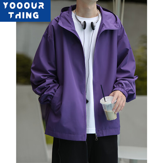 YOOOURTHING2024 Autumn and Winter Hooded Jacket Thin Casual Jacket Loose Versatile Ins Trendy Cardigan Jacket Men Black XL Recommended 110-140Jin Jin is equal to 0.5 kg