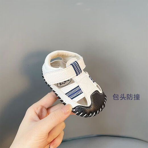 G.DUCKKIDS little yellow duck 0-1 year old baby summer sandals soft sole non-slip 3-6-9-12 months male and female babies do not fall into the toddler White_9641 sandals 13 inner length cm_/9-16 months