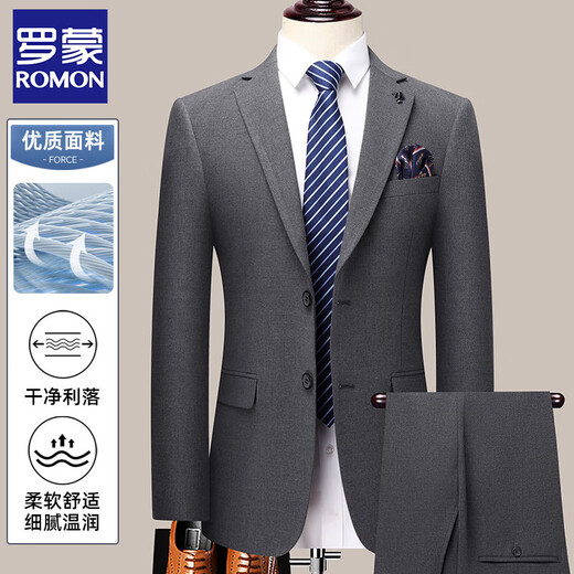 Romon (Romon) Suite d'affaires masculine 2025 AUTOMNE BUSTIQUE BUSTRACIel Costume formel Casual Dad Suit Two-Piece Men LL9901 Gray 2xl suggère 135-145Jin [Jin est égal à 0,5 kg]
