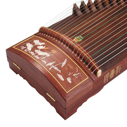 Brand Dunhuang Dunhuang Guzheng 694l Serie de caoba de la caoba Talling Test Performance Test Guzheng Instrumento musical Shanghai Instrumento musical Factory 694L Patrón de loto (conjunto completo de accesorios)