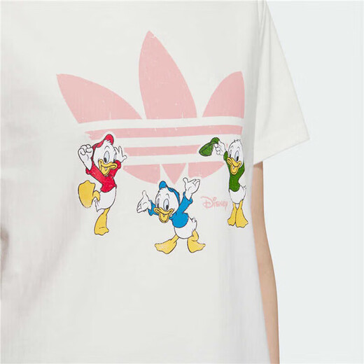 Adidas (adidas) 3-Blatt kurzärmelige T-Shirt-Frauen 2025 Herbst New Disney Joint Sportswear atmungsaktives kurzes Top JP1428/Weißrosa L L.