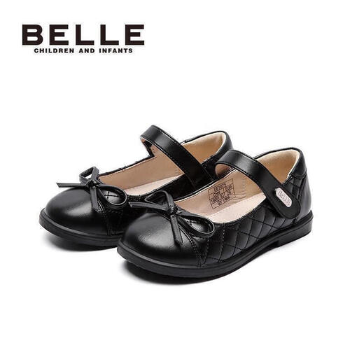 Belle Kids's Shoess Girls's Black Leather Shoes Spring и осенняя мягкая подошва детская обувь для студентов средних деть