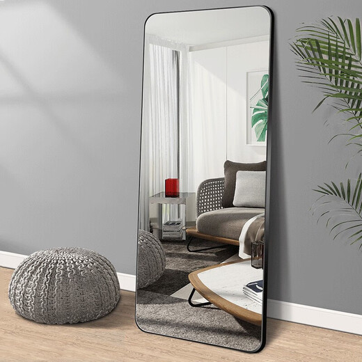 Quanpinwu dressing mirror full-body mirror floor-standing wall-mounted bedroom entrance fitting mirror aluminum alloy rounded corner internet celebrity large mirror 150