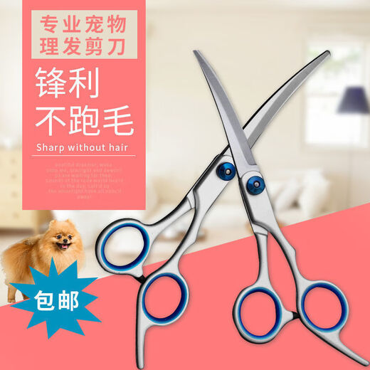 Pet scissors, grooming tools, professional hair trimming shears, dog hair curved scissors, dog teddy hair shearing, pet grooming scissors, 2 pairs, downward curved