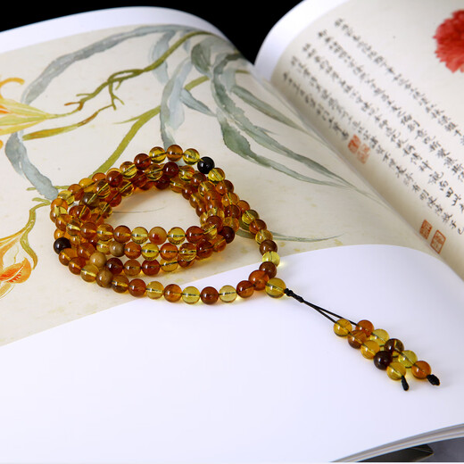 Famous family Burmese amber rosary natural amber 108 rosary beads Burmese amber combination multi-treasure multi-circle bracelet gift birthday gift