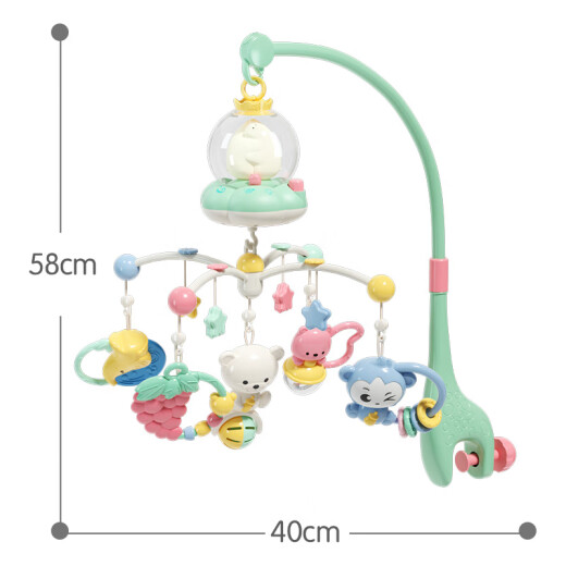 Xinge crib bell rattle music rotating bedside bell bed hanging 0-1 year old baby soothing rattle teether toy newborn first birthday gift rechargeable remote control green