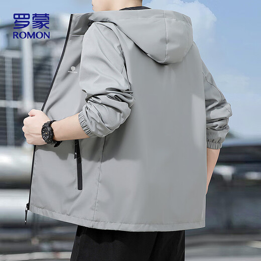 Romon Juper Men's осень осенний бизнес -капюшон повседневная универсальная ветрозащитная верхняя топ -исполнительная куртка мужская IEOB Black XL