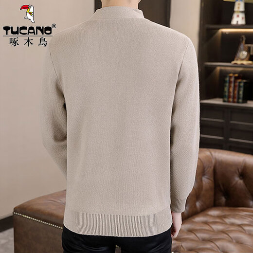 Woodpecker knitted cardigan men's 2024 new men's jacket spring and autumn casual and fashionable Korean cloak sweater clothes 6818 light gray M about 90-105 Jin [Jin equals 0.5 kg]