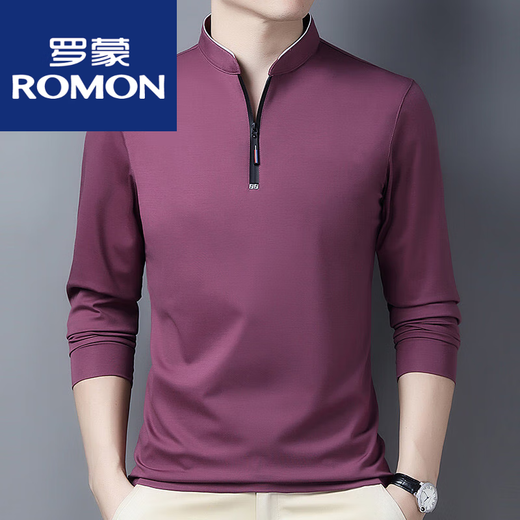 Romon-Baumwolle langärmelte T-Shirt Herren-Casual Thin T-Shirt Tops im Frühling und Herbst mittleren Alters Hemdhemd mit Langarmdünn 6623 Haqing 180/2xl empfohlen 160-170jin [Jin gleich 0,5 kg]