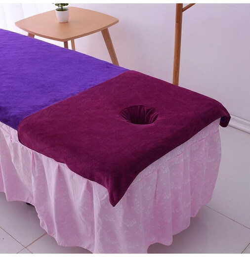 Bingxingmeng beauty salon bed sheet massage bed physiotherapy with hole opening beauty bed special bed turban lying towel large towel dark purple 90x60cm (with hole)