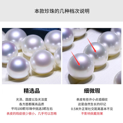 Haitong high-quality Australian white 18K gold diamond Australian white pearl pendant single Queen's seawater South Sea white pearl necklace white 18K gold inlaid with diamonds cold light 12-13mm+18k gold chain