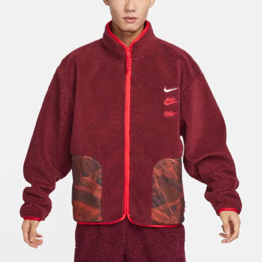Nike (Nike) Jacket Men's Clothing Spring 2025 CNY Dragon Year Limited New Tre-Hook Imitation Lamb Standing Collar Sports Casual Clothing FZ6194-677 Rojo L