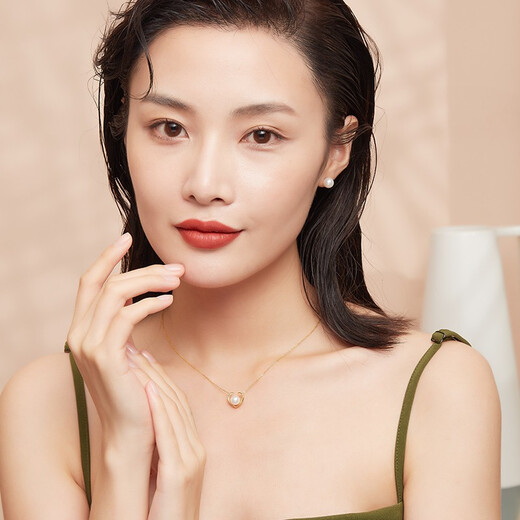 Chishe 18k gold love freshwater pearl pendant for girlfriend fashionable simple design jewelry gift 18k gold-