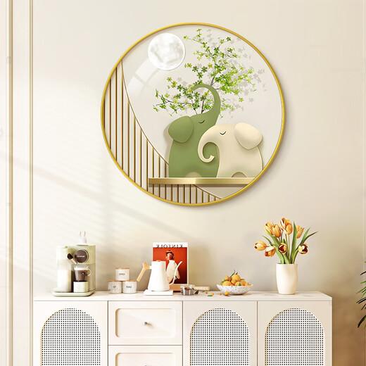 Long time no see Nordic round entrance decorative painting green fresh entrance door mural cream style hanging painting