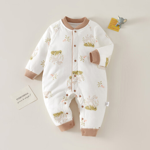 Disney (Disney) baby clothes autumn and winter warm pure cotton type A thin cotton clothing jumpsuit newborn quilted long-sleeved hayibao pink goose thin cotton jumpsuit 66cm 66 size recommended for about 3-5 months