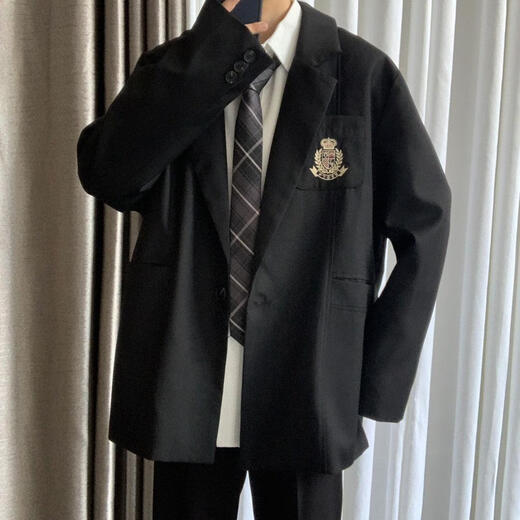 望月砂高中生成人礼服西装男生休闲套装学院风情侣毕业礼服西服男大学生 外套05衬衫领带(三件装) XL