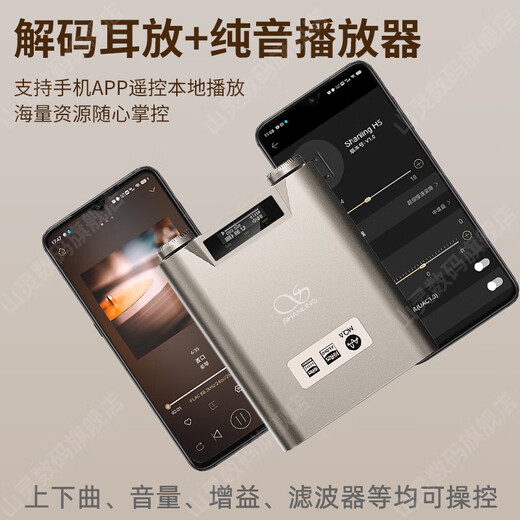 SHANLING H5 decoding headphone amplifier all-in-one headphone audio amplifier music player DSD hard decoding portable 4.4 Bluetooth black (free leather case with order)