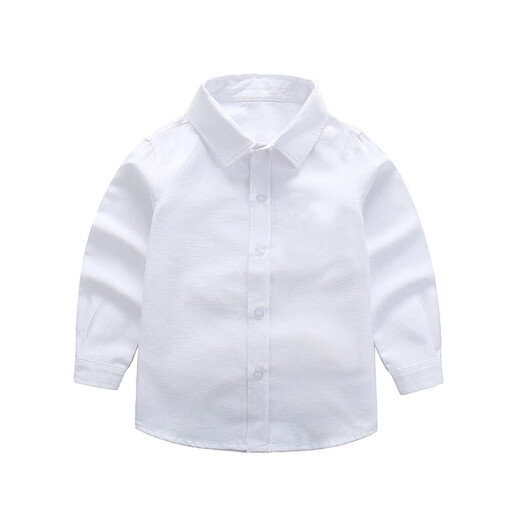 Feng Lingniao white shirt children's pure cotton school uniform performance clothing long-sleeved middle and large children's white shirt male students pure cotton = white-long sleeve 160