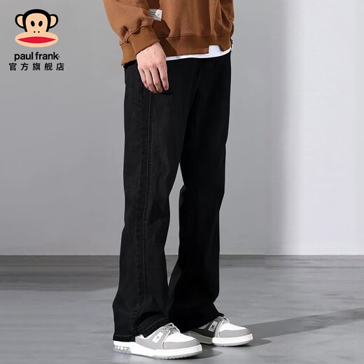Big Mouth Monkey (Paul Frank) American Fashion Jeans Autumn New New Loose Lloped Pantalones de patas ancho Versátiles versátiles de calles High Street 9901 Negro [Auténtico oficial] L [recomendado 120-140Jin [Jin equivale a 0.5 kg]]