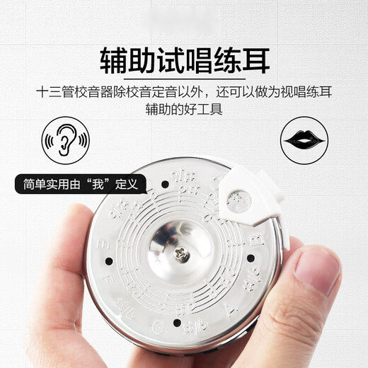 旌梦园十三管通用校音器 圆盘口吹定音器 京胡二胡调音器 十三管校音器+二胡套弦