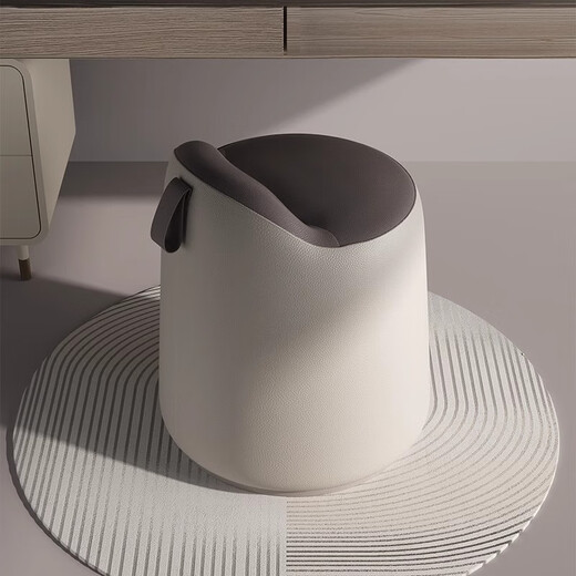 Wooden bottle light luxury rotating dressing stool girl's bedroom makeup stool modern simple dressing table stool internet celebrity manicure chair round stool foot pad style khaki seat surface