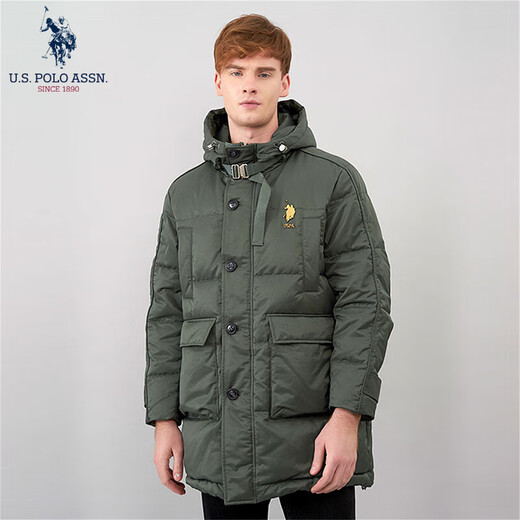 Assn de Polo de EE. UU. Jacket de Paul Down para hombres, chaqueta de hombres y jóvenes de mediana edad, chaqueta de trabajo blanca de pato blanco cálido con capucha para hombres, ropa de hombre versátil, azul marino 7027 2xl/180 (140-160Jin [Jin equivale a unos 0.5 kg])