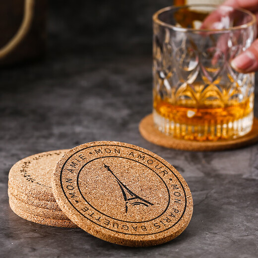 Craft beer coasters, whiskey glass coasters, cork non-slip absorbent coasters, bar cocktail coffee coasters, tea cup anti-scalding coasters, tree (2 pieces)