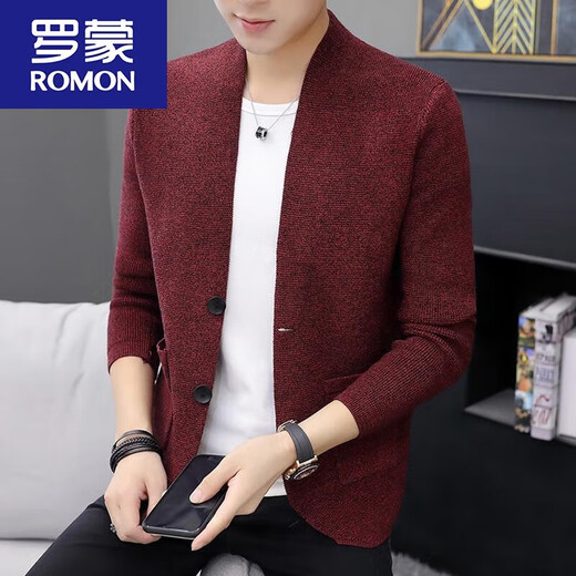 Romon knitted cardigan men's thin 2022 spring and autumn new Korean style trendy slim sweater jacket button sweater wear 8505 khaki L (170)
