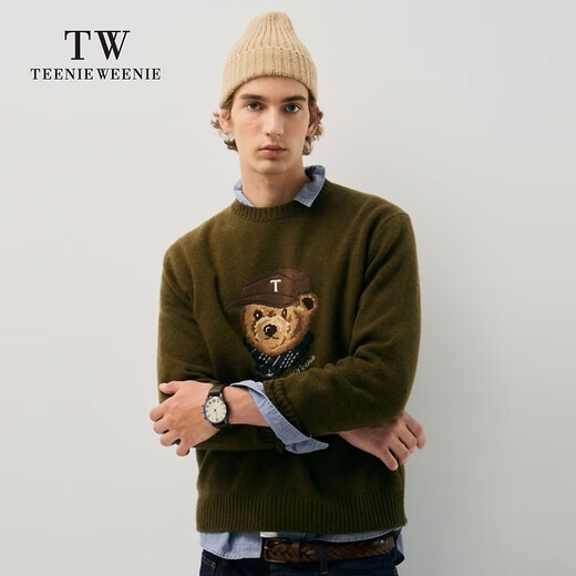 Teenie Weenie Männer tragen Männer einfache runde Nackenpullover Herbst und Winter lässig warm warm Pullover Pullover Military Green M 170