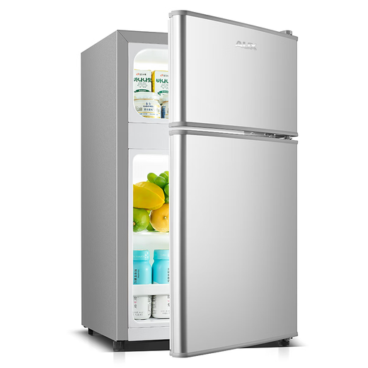 AUX (AUX) household double door mini small refrigerator, refrigerated and fresh-keeping refrigerator, dormitory rental energy-saving refrigerator [National subsidy] BCD-24K118 basic model silver
