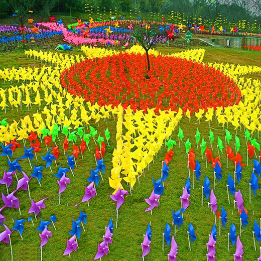 Yingrong Windmill Outdoor Dekoration Sport trifft Kindergärtnerin Kinder handgefertigtes Windmühlenspielzeug hängen Salon Vierblatt 7cm100 mit Stangen Siehe Hauptbild