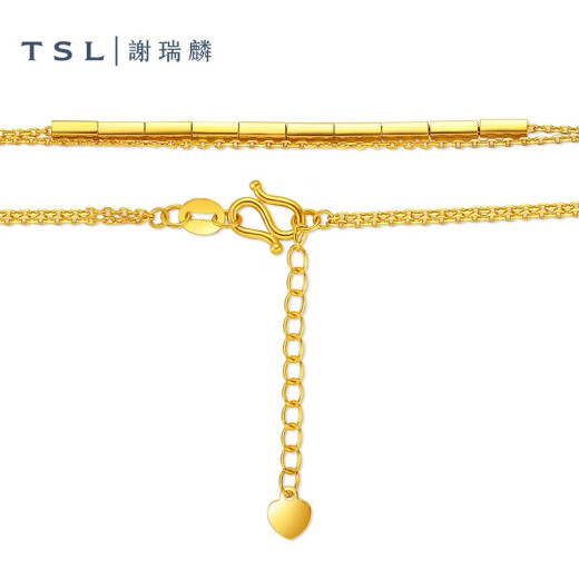 
Xie Ruilin (TSL) 520 gift gold bracelet for women 5G craftsmanship fashion small square foot gold hand jewelry to give girlfriend XK679 gift 2.95g labor cost about 720 yuan