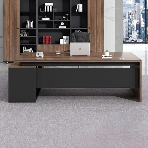 Dounian boss desk office desk president desk can be customized 1.8 meters 2 meters double cabinet executive desk office furniture manager table dark walnut total length 180 + width 80 + side cabinets