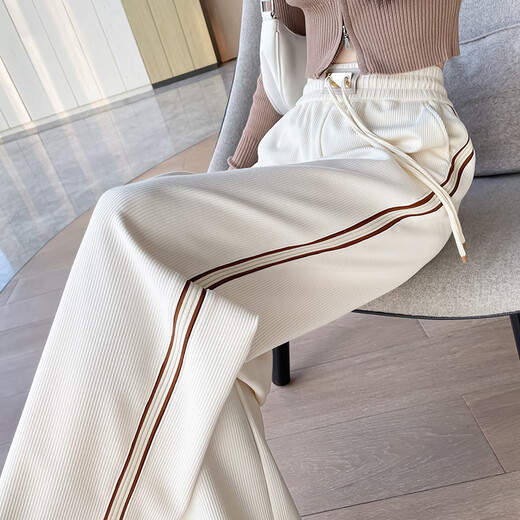 
The new high-waist loose slim casual sports pants corduroy straight-leg pants 3888 black regular (high 166 or less) M