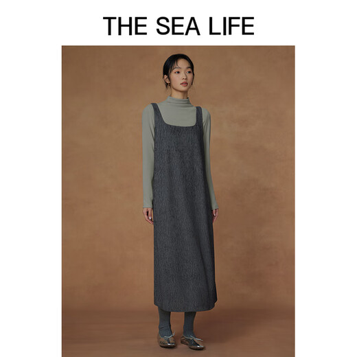 THE SEA LIFE欧海一生 连衣裙女24秋季柔软垂顺舒适优雅大方背心连衣裙C12211 苜蓿灰 M