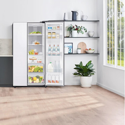 Samsung (SAMSUNG) 655 liter air-cooled frost-free metal uniform cooling intelligent frequency conversion original imported compressor double-door glass panel double-door refrigerator home appliances national subsidy RS62R50371L/SC