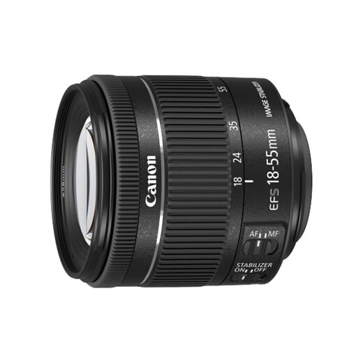 Canon SLR camera lens, zoom lens, telephoto telephoto lens, high power zoom SLR lens, EF-S 18-55mm IS STM zoom, black, official standard, free UV filter + warranty package