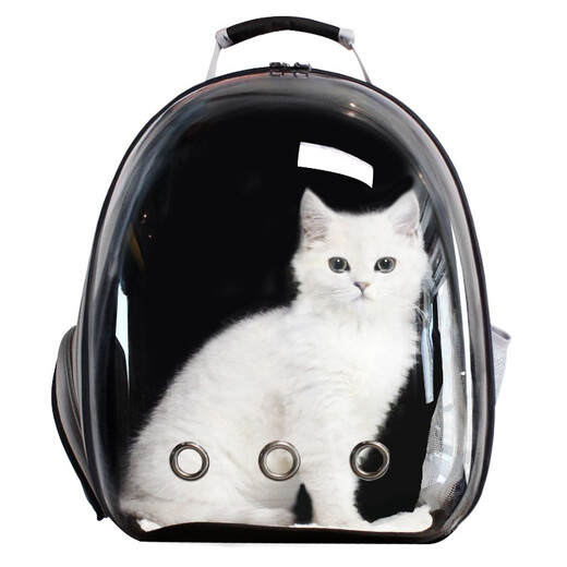 Hanhan Pet Cat Bag Going Out Cat Sac à dos Pet Cat Space Capsule Cat Sac à dos portable Transparent Panoramique Sac Going Out Panoramique Transparent Grand Noir