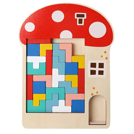 Yu Jianxiong Kinderholz Tetris Dreidimensionale große Puzzle Bausteine Spielzeug Multifunktionaler Kuchenbrett Eltern-Kind-Interaktion 2-3-6 Jahre alte Jungen und Mädchen Form Kognition Large Tetris (3in1 Building Block Version)