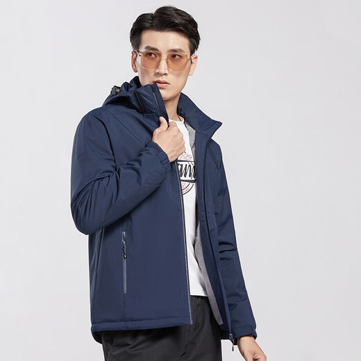 BRELRMON velvet coat windbreaker for men and women single-layer autumn and winter windproof warm soft shell workwear Korean outdoor jacket 9930A Dark Blue-Men Solid Color L