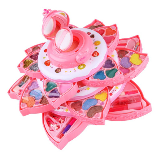 Dolemil children's cosmetics set girl princess toy makeup box birthday gift lipstick nail polish washable cake beauty box (4 layers) gift box