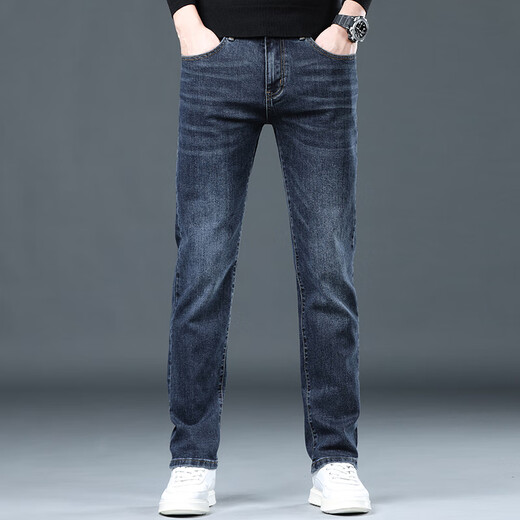 Aemape American Apple High-End Jeans Herren Sommer dünne schlanke, gerade Herren elastische High-End-Waschhosen Männer 1048 Schwarz Größe 29 Taillenumfang 2 Fuß 2 für 100-110jin [Jin entspricht 0,5 kg]