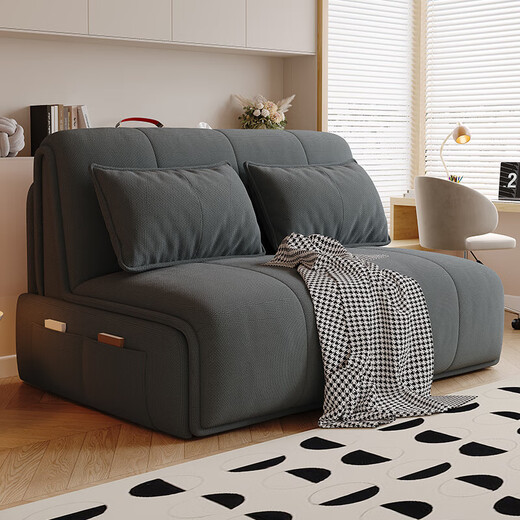 Linpaisen smart electric sofa bed small apartment dual-purpose foldable multi-function living room bedroom study single double sofa bed sky blue 1.2 meters electric latex model + high-quality cotton linen