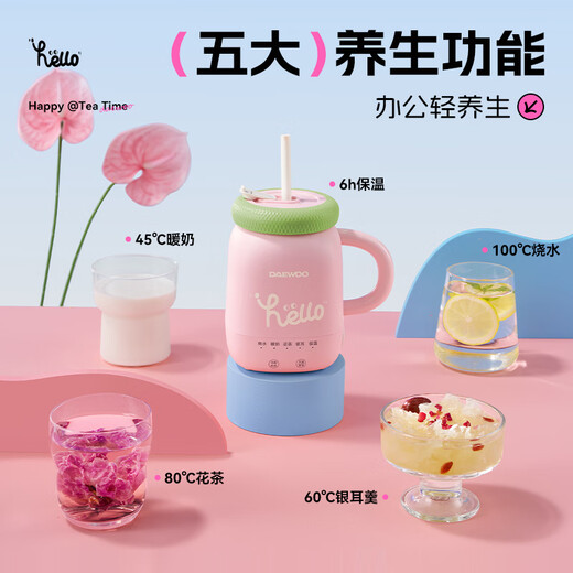 DAEWOO Mini Health Pot Office Health Cup Boiled Water Boiled Camellia Tea Tremella Warm Milk Portable Boiled Water Cup Insulated and Constant Temperature 304 Stainless Steel Holiday Gift D15-NTB