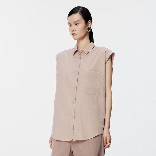 Jiangnan Buyi (Jnby) Summer Femme's Shirt's Siltle sans manches Coton Popline White Shirt Commutation 5O6213950 674 / Moyen Grey Powder L