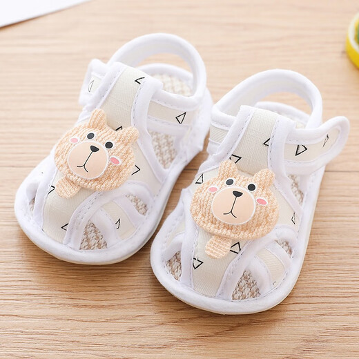 
Quer Bear summer 0-December month baby step front shoes non-slip sole sandals breathable 1 year old new soft sole baby toddler shoes beef tendon sole sandals cute yellow 14 inner length 12cm [14 size] 7-9 months