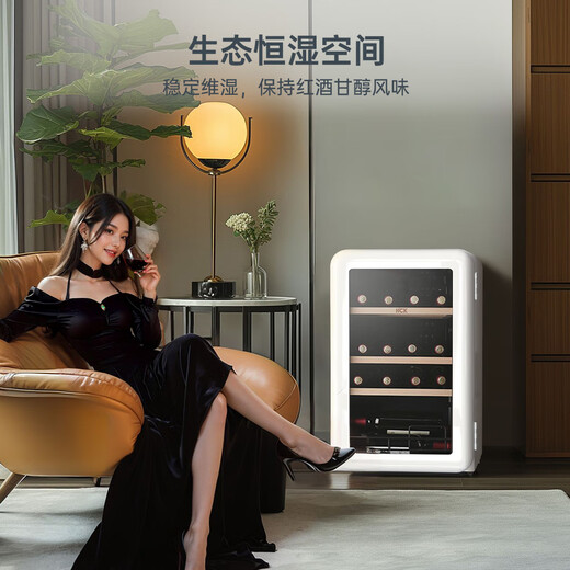 HCK Husky 64-liter retro wine cabinet arc constant temperature household tea embedded constant temperature and humidity fresh-keeping refrigerator red wine cabinet 20 bottles of wine SC-70CTC white 20 bottles 64L