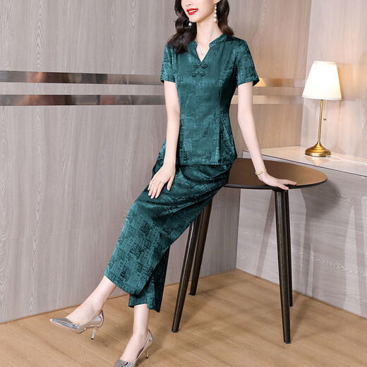 FHHUABD Small Jacquard Ensemble pour les femmes Jacquard Fashion de grande taille d'âge moyen