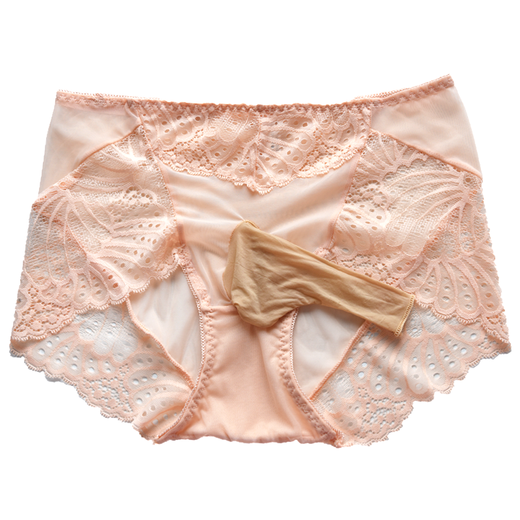 Bas de sous-vêtements masculins basses sous-vêtements en dentelle sexy Mesh élastique ultra-mince respirant d'été complexe complet transparent grand taille (couleur de peau) (xl) recommandé 100-130jin [Jin est égal à 0,5 kg] (ouverture)